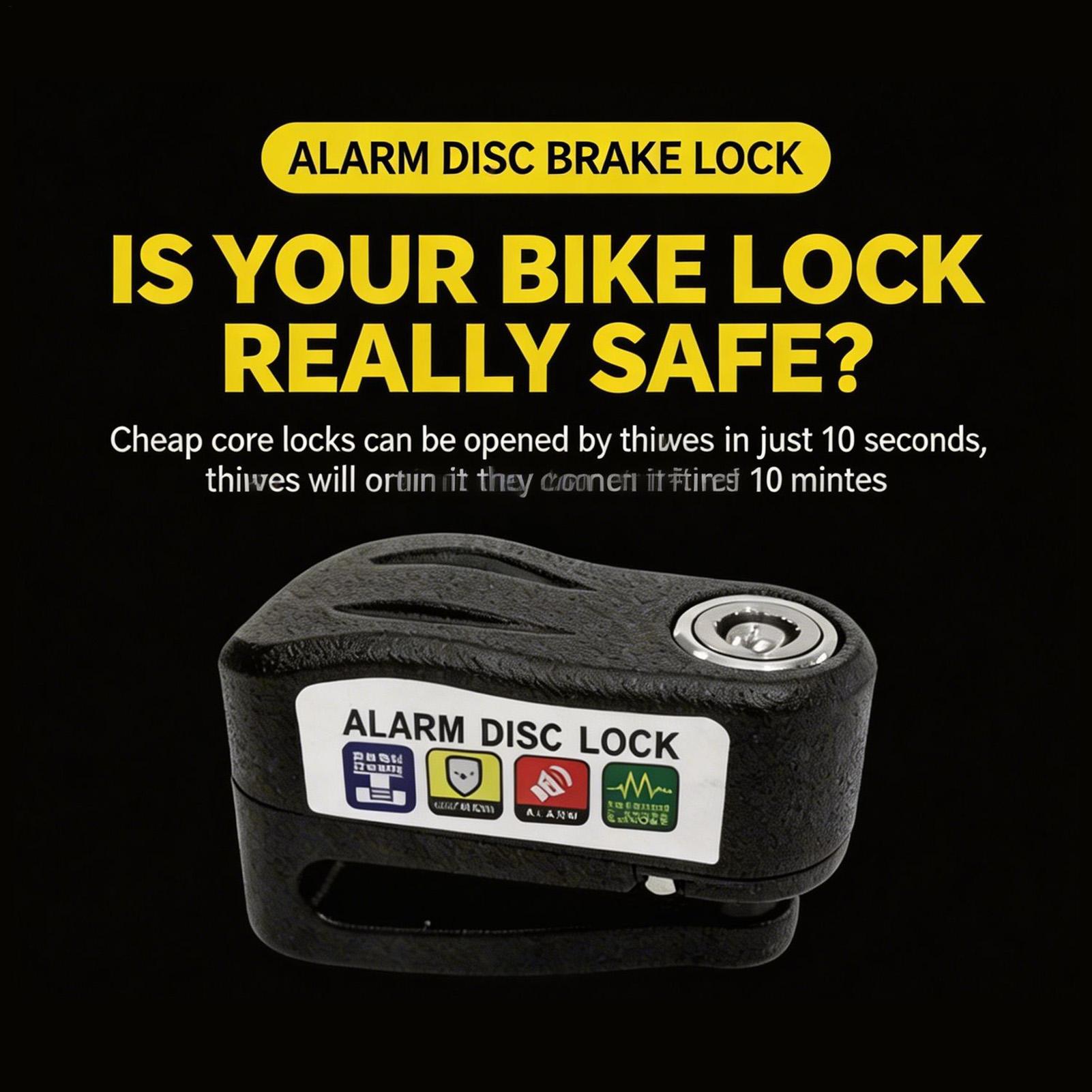 Commuter Bike Lock - 110db Alarm Disc Lock Waterproof Anti-Theft
