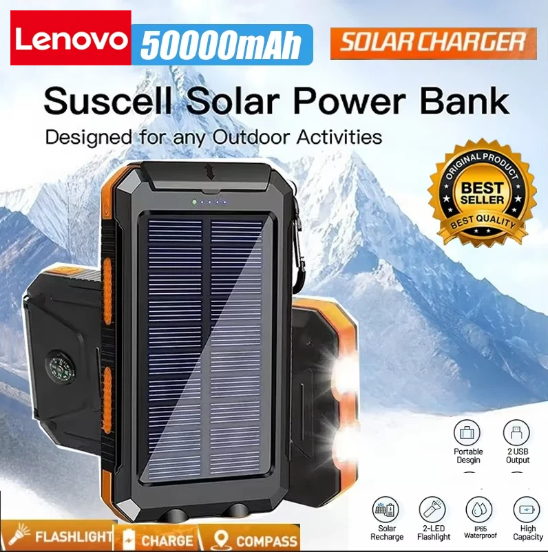 Lenovo 50000mAh Solar Power Ba - Usb Charger Dynamo review and price