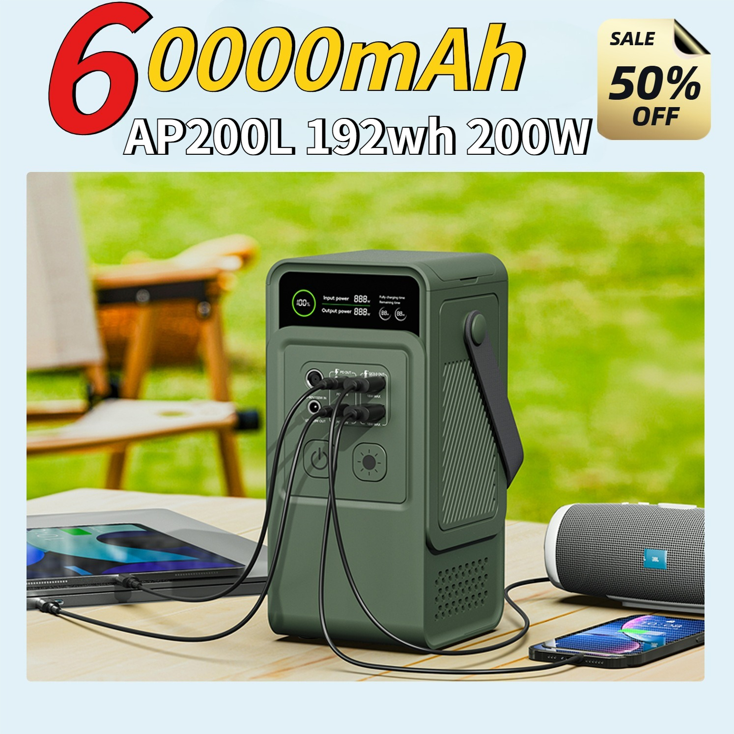 60000mAh 200W 192Wh Camping Po - Usb Charger Dynamo review and price