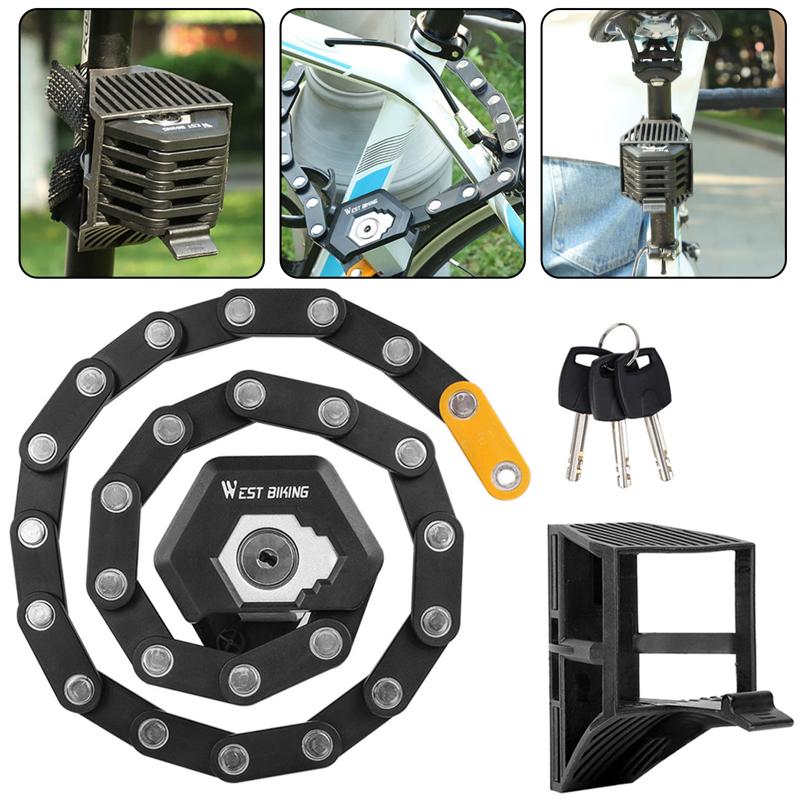 Portable Folding Chain Lock Fo - Commuter Bike Lock review and price